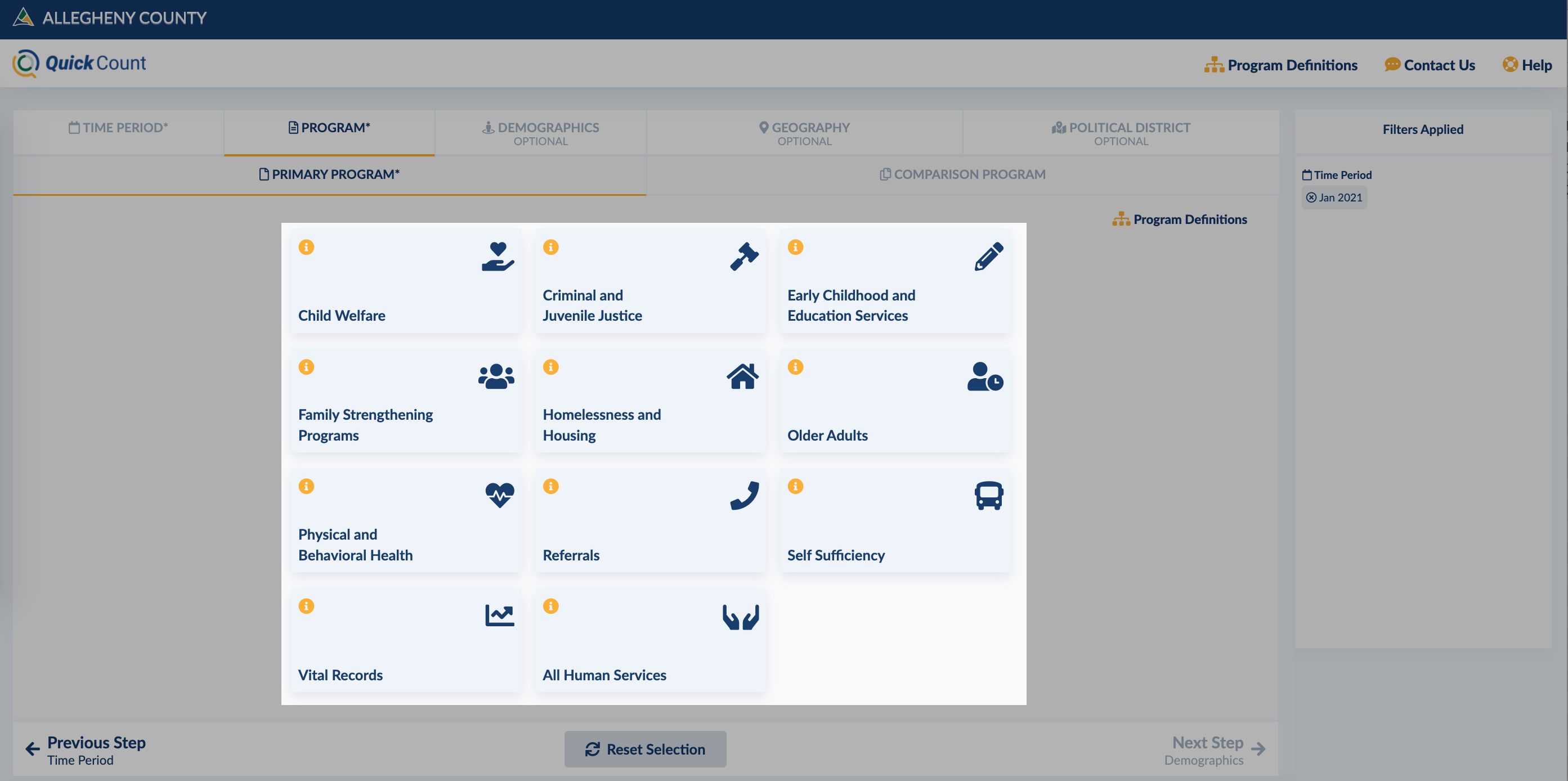 Screenshot of Step 2: Select a primary program. 